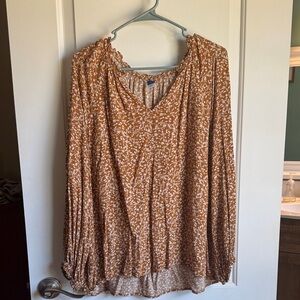 Old Navy Women's Tan Floral Blouse